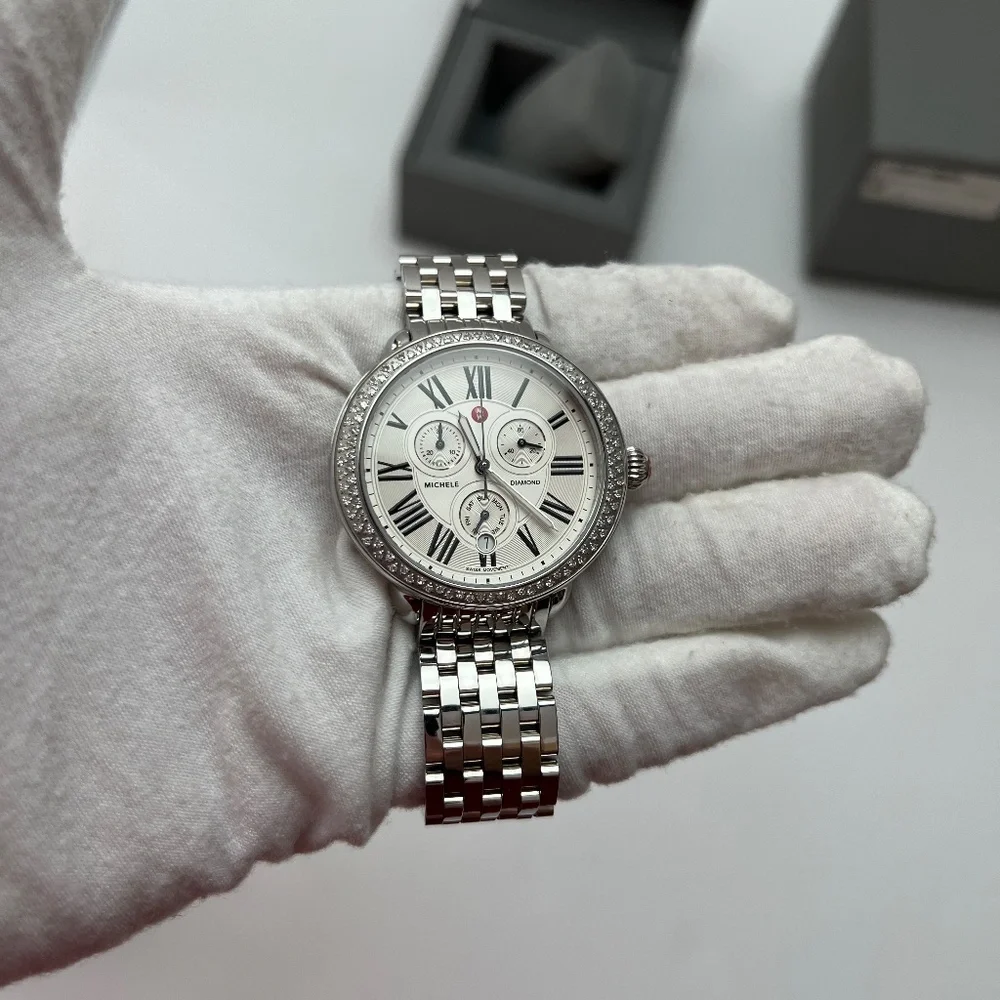 💖Michele Serein💖Diamond Silver Dial Chronograph 40mm Stainless Steel Ladi… - Picture 4 of 17